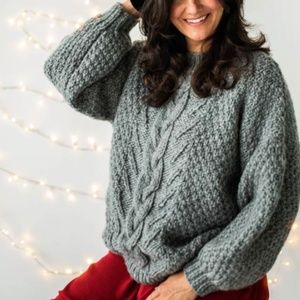 Mendocino Gilbert grey cable knit sweater oversize